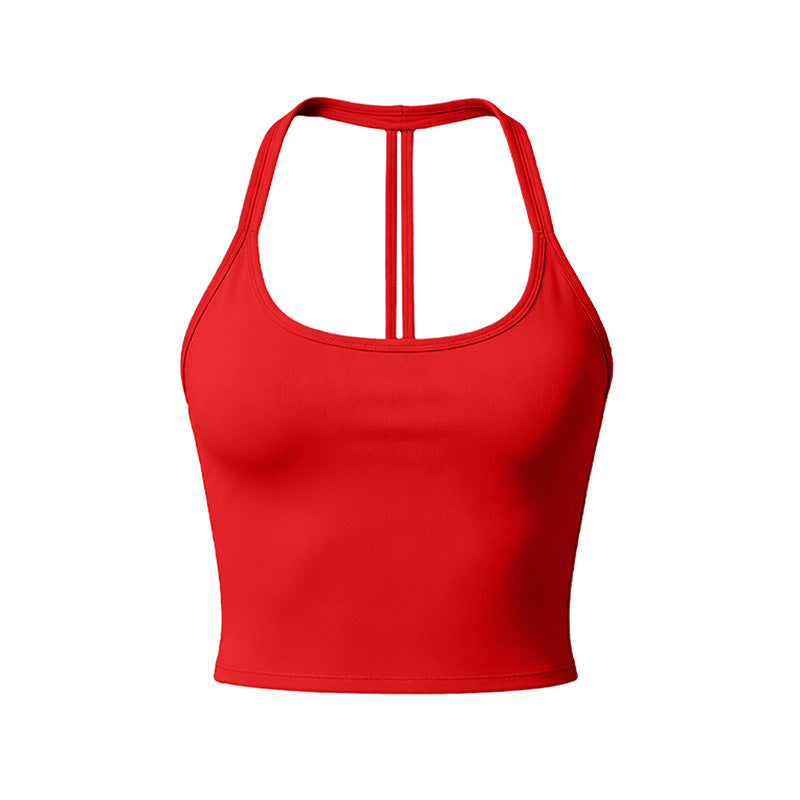 Amazon's new brushed yoga vest v-shaped cut out sports bra for women running exercise fitness vest