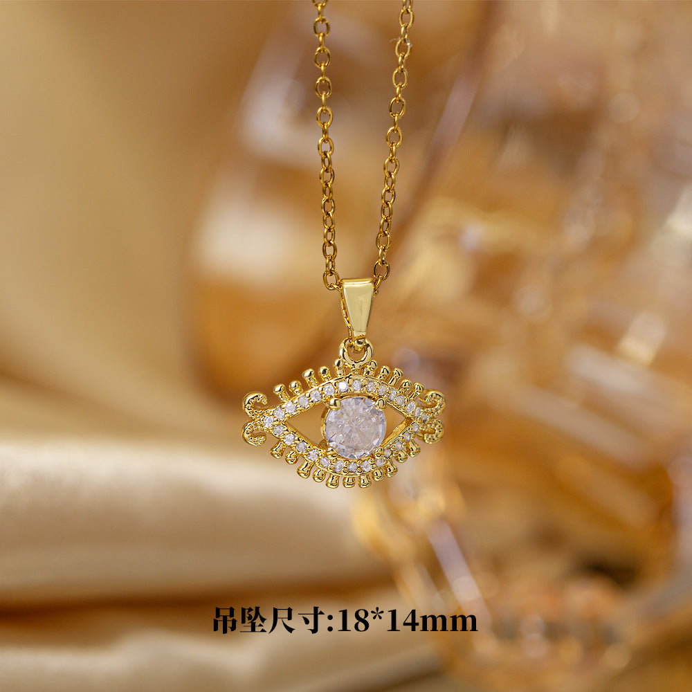 High-quality elegantaccessible luxury full zirconium copper micro-embedded necklace for women, real gold electroplated, simple internet celebrity exquisite sweater chain neck chain