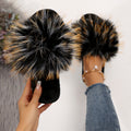 Faux fox fur slippers - stylish furry slippers for women, perfect for indoor and outdoor wear, non-slip, wholesale ladies' sandals