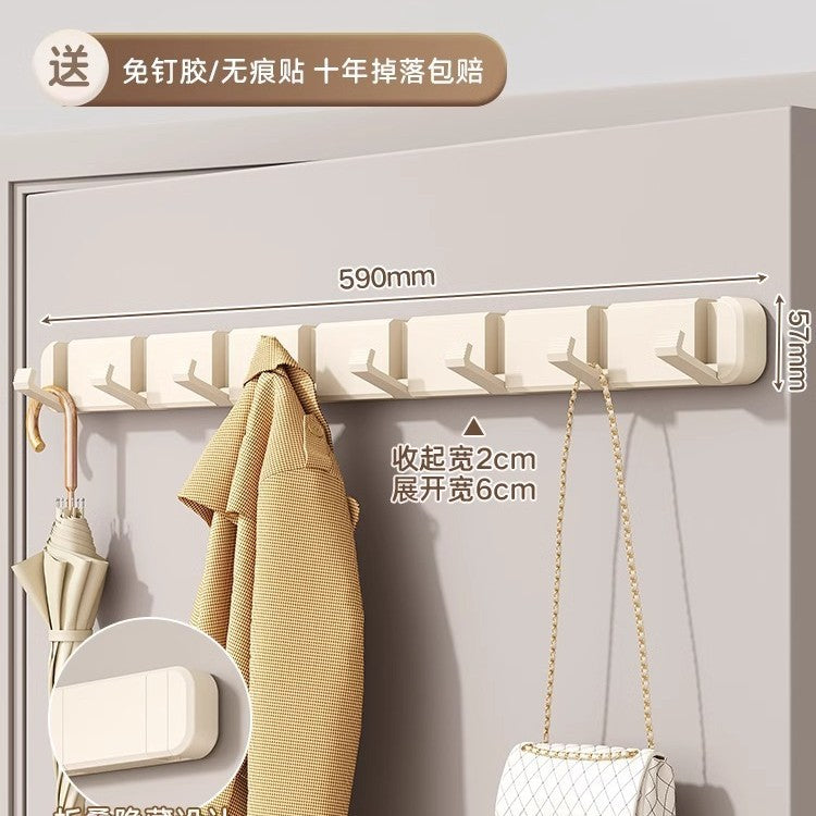 No punching, foldable invisible hook, bathroom entrance after entering the door, bedroom wall hanging storage clothes row hook