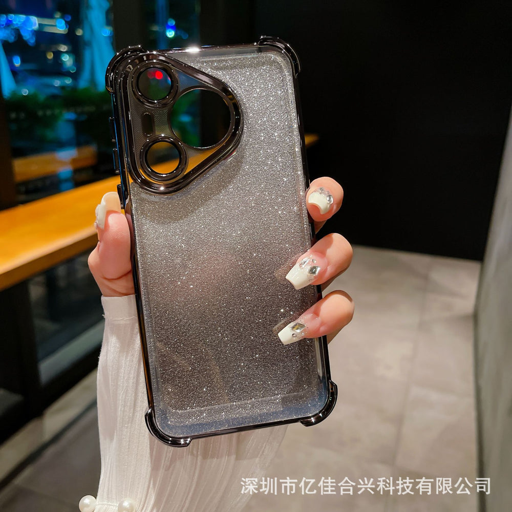 Huawei pura80 electroplated four corners suitable for honor magic8 gradient magnetic shield holder mobile phone case mate70