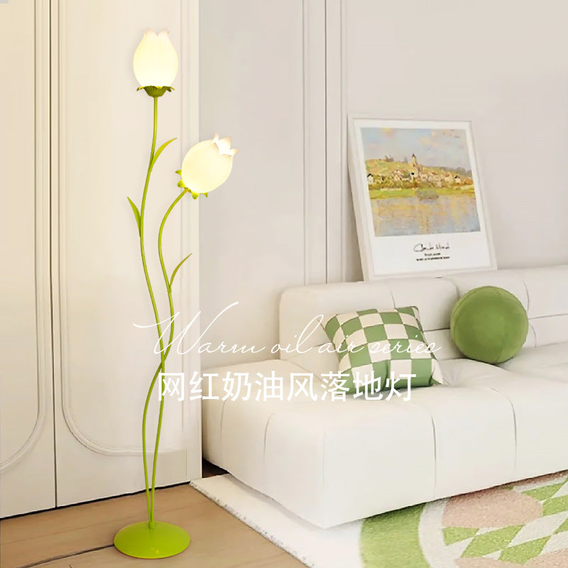 Creamy magnolia creative floor lamp - perfect for living room, sofa side, bedroom bedside, and floral ambiance decoration