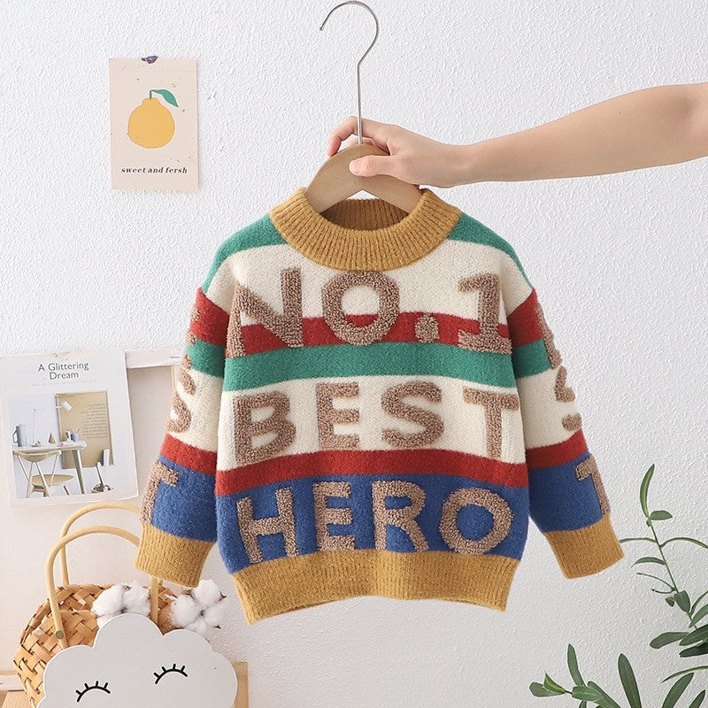 Kids' sweater  autumn/winter new collection: fleece-lined, extra thick knitwear for boys and girls