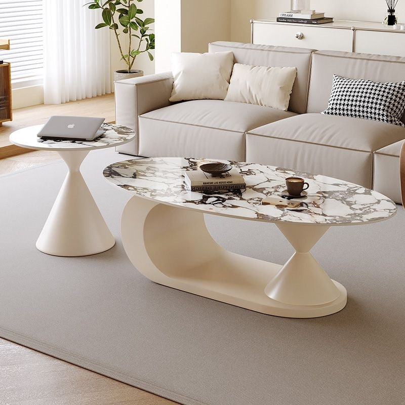 Italian normcore slate coffee table for home living room oval double coffee table small apartment designer coffee table combination
