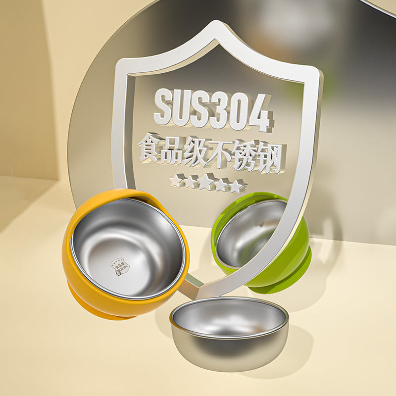 Stainless steel suction cup bowl baby special complementary food baby bowl independent eating silicone anti-drop and anti-scalding children learn to eat