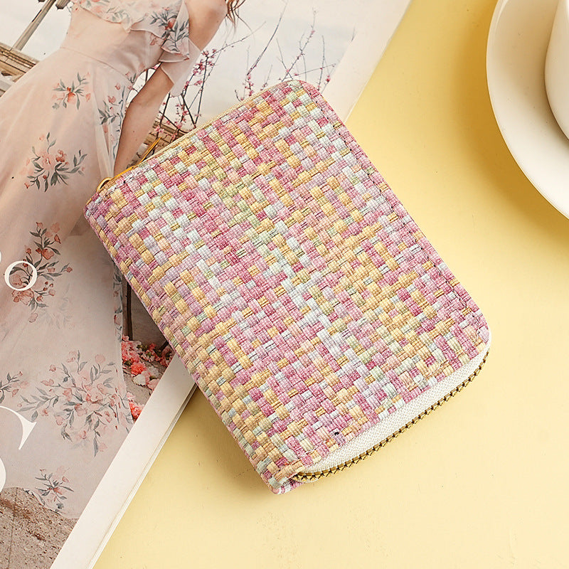 New organ card bag, large capacity, multi-card position, ID card holder, women's anti-theft zipper wallet, fashionable pu card bag.