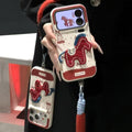Tiktok viral embroidered pony design phone case - apple 17 pro compatible, new year edition, autumn/winter leather, huawei p70 protective cover
