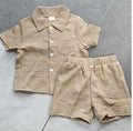 Baby boy casual turn-down collar textured fabric outfit set