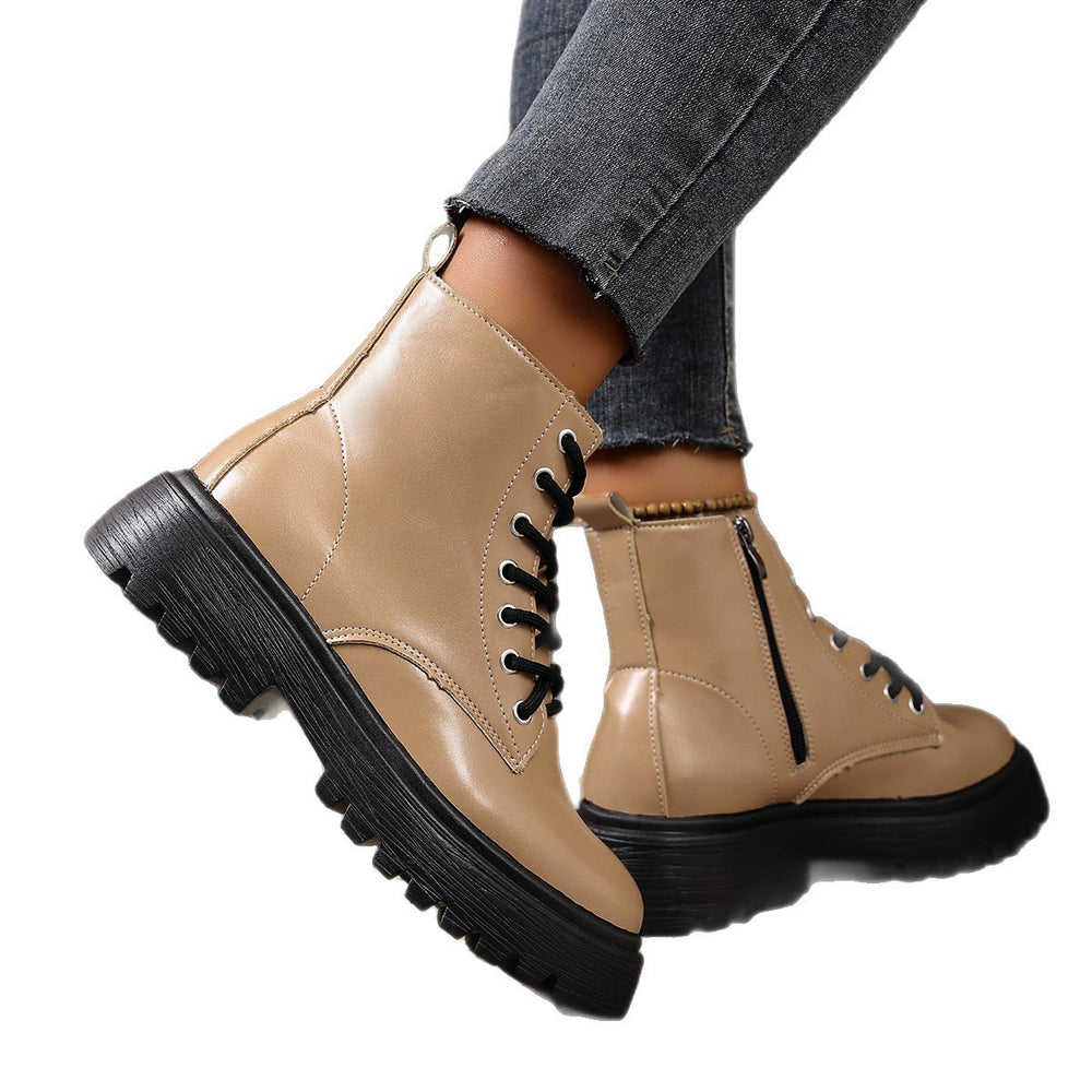 Boots women's short boots british style autumn winternew arrival single boots trendy thick bottom slim motorcycle boots wholesale dropshipping