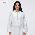 Spring half-zip hooded athletic windbreaker - women's short, loose-fit, versatile outdoor running & fitness jacket - d26004