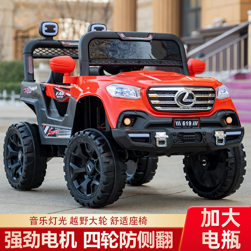 New four-wheel dual-drive children's electric remote control car off-road vehicle battery car double children's electric car