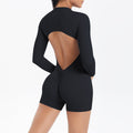 fashioncut out beautiful back half open zipper jumpsuit peach butt sports fitness running jumpsuit women's yoga wear