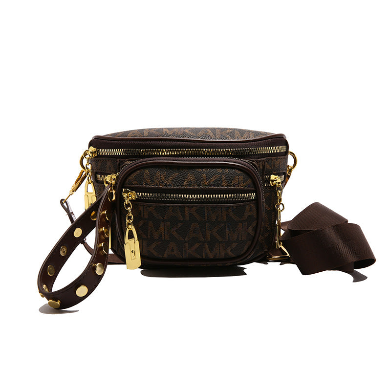 women's bag 2025 new mini chic versatile fashion retro multi-layer zipper shoulder crossbody chest bag