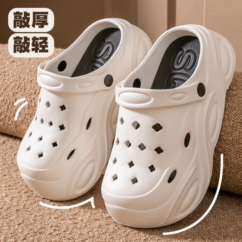 Height-increasing crocs women's summeroutwear2024new arrival stepping on shit feeling eva bottom beach seaside non-slip toe slippers