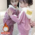 Girls' corduroy outfit set - autumn/winter  new collection - fleece-lined, thickened, stylish two-piece set for mid-to-large children