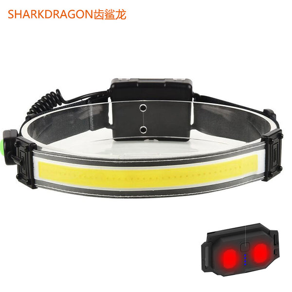 's new COB strong light headlight USB charging floodlight lightweight work headlight head-mounted running headlight