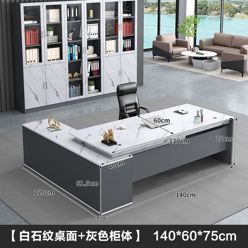 Minimalist modern office furniture desk and chair set - executive manager's desk, ceo desk, boss desk