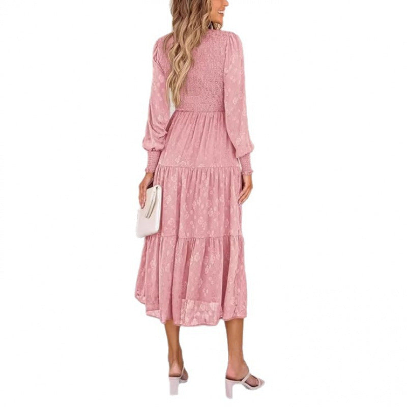 Amazon fashion elegant floral long sleeve dress women's  spring new arrival - graceful and flowy