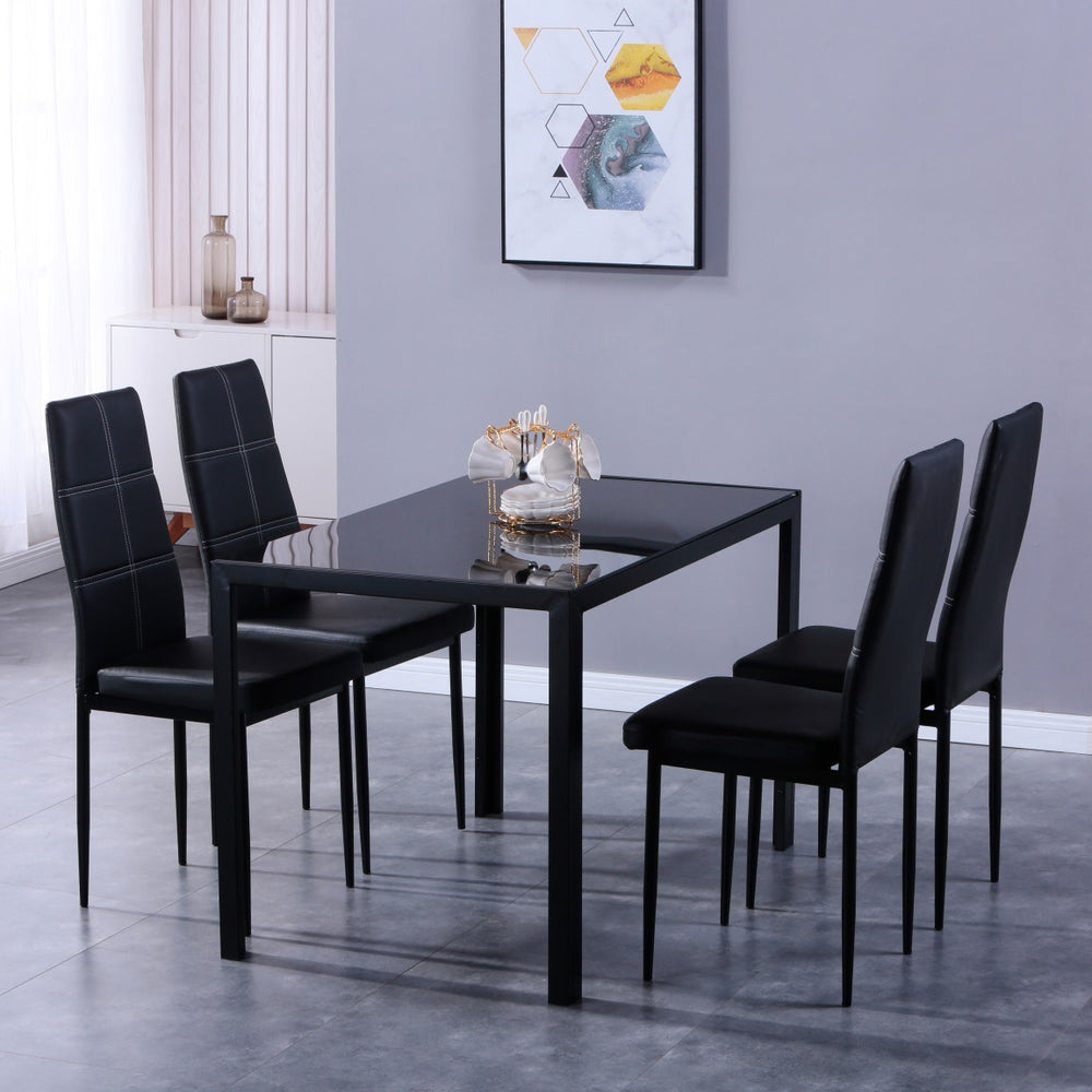Export tempered glass dining table set - dining table and chair set for casual cafes, reception areas, and meeting zones