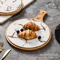 Nordic high-looking desktop flat steak plate with heat-insulating wooden tray creative marble plate manufacturer wholesale