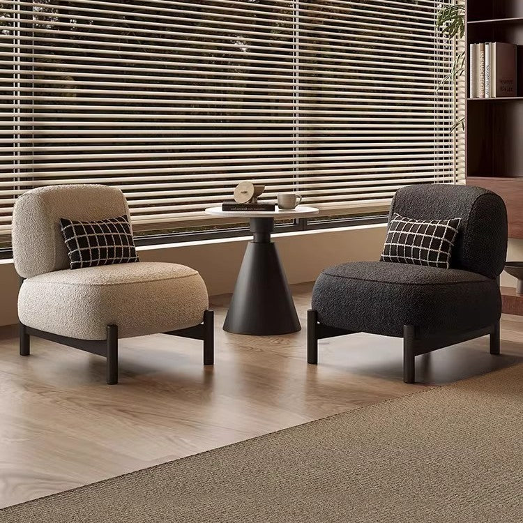 Cream style solid wood sofa chair normcore cashmere lazy lounge chair japanese style small apartment casual sofa seat