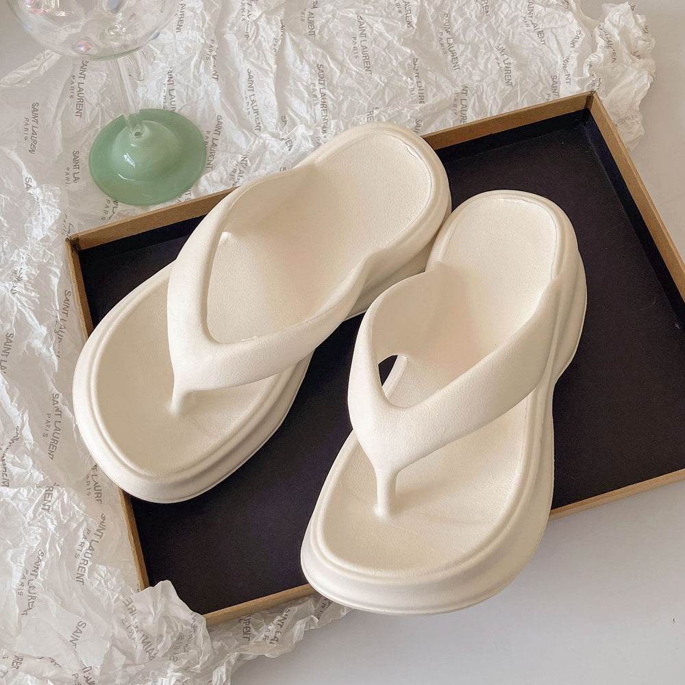 5cm thick sole flip flops women's summer outwear fashion height increasing women's shoes beach shoes women's 2024new arrivalnon-slip slippers