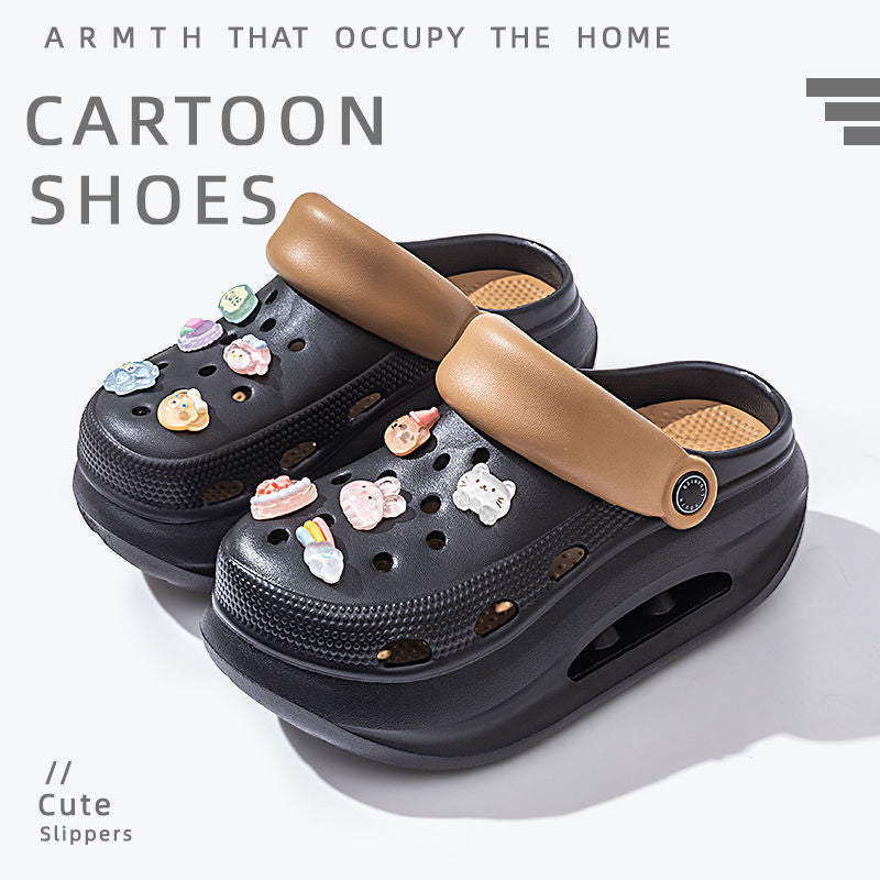 2025 new women's wedge platform clogs - summer outdoor wear, thick sole, two-wear style, chunky heel, non-slip beach sandals & slippers