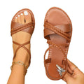Exportplus size25summernew arrival woven open toe flats sandals women's fashionoutwear elastic band beach sandals