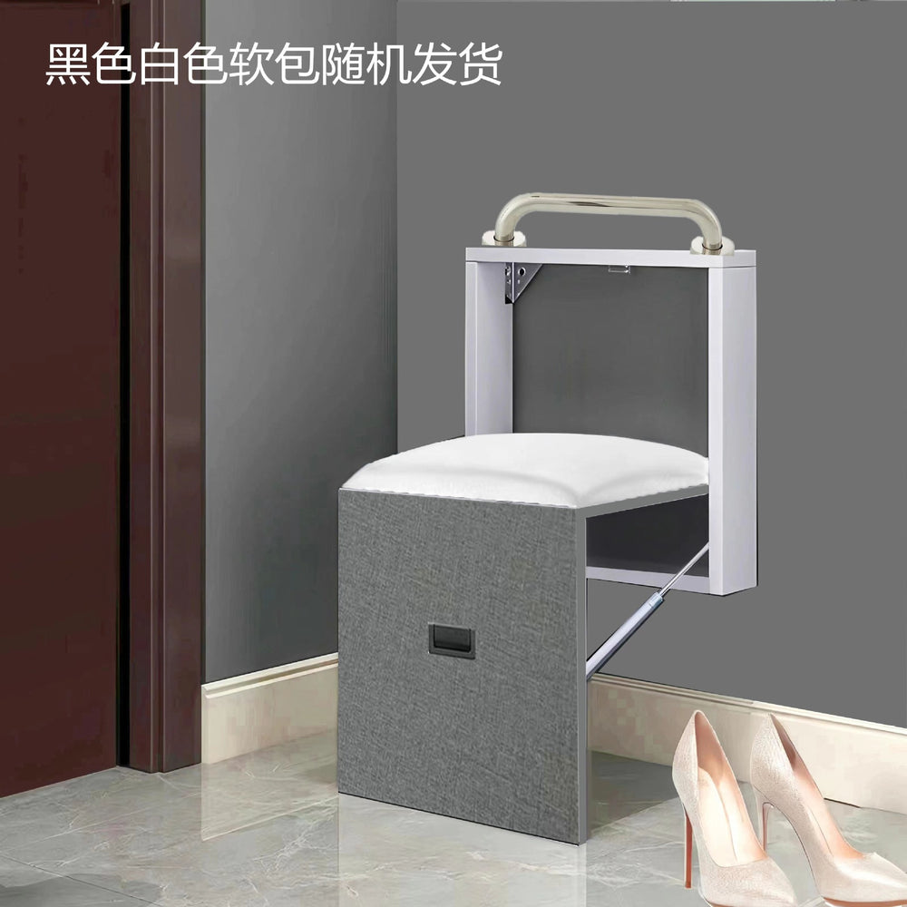 Folding shoe changing stool with soft bag, wall-mounted ultra-thin wall-mounted chair, invisible stool at the door, wall-mounted hidden stool