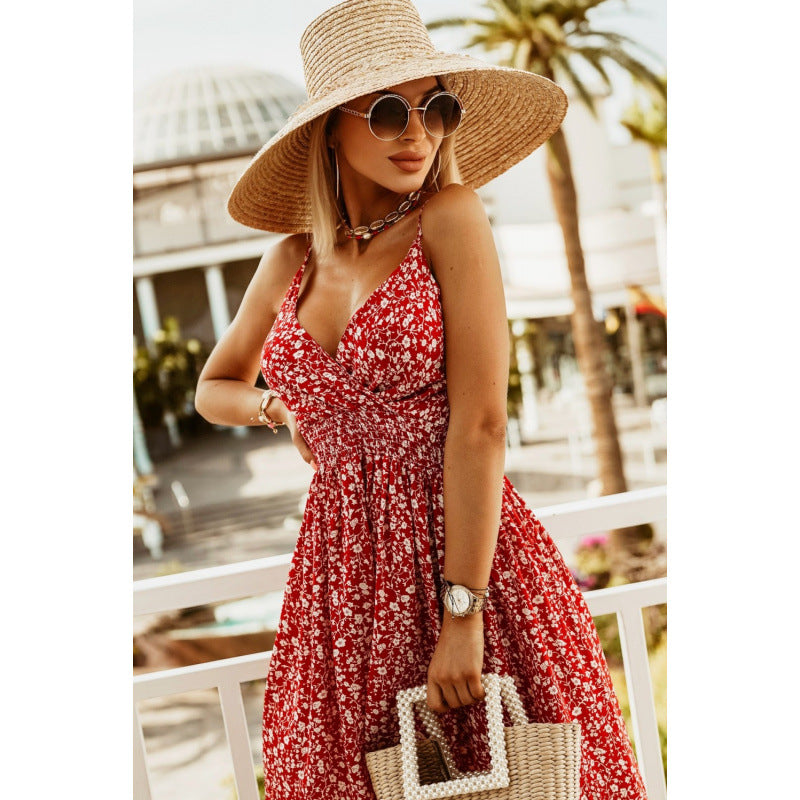 Ebay  new arrival v neckprinting suspender waist dress