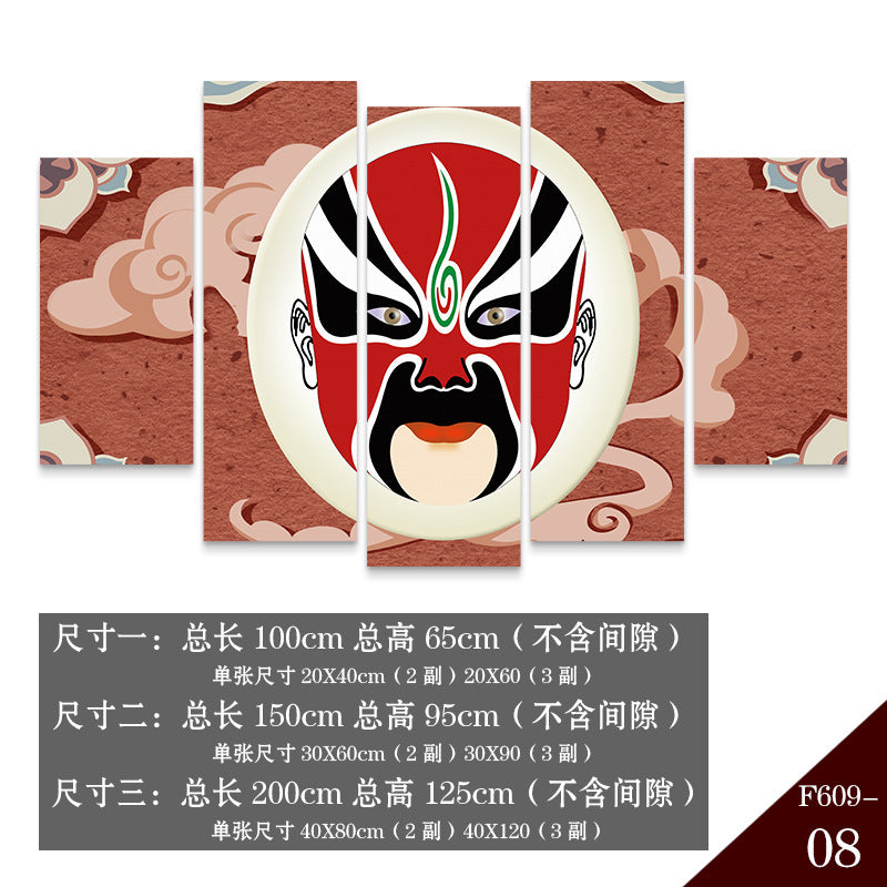 Guochaofeng wall decoration painting Hot pot restaurant hotel box background wall mural Peking Opera Huadan face painting