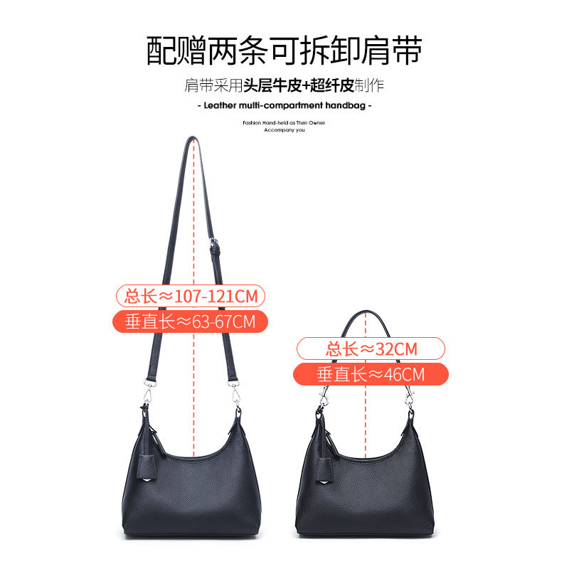 Genuine leather shoulder bag 2025 spring new niche design women's bag temperament advanced simple first layer cowhide messenger bag