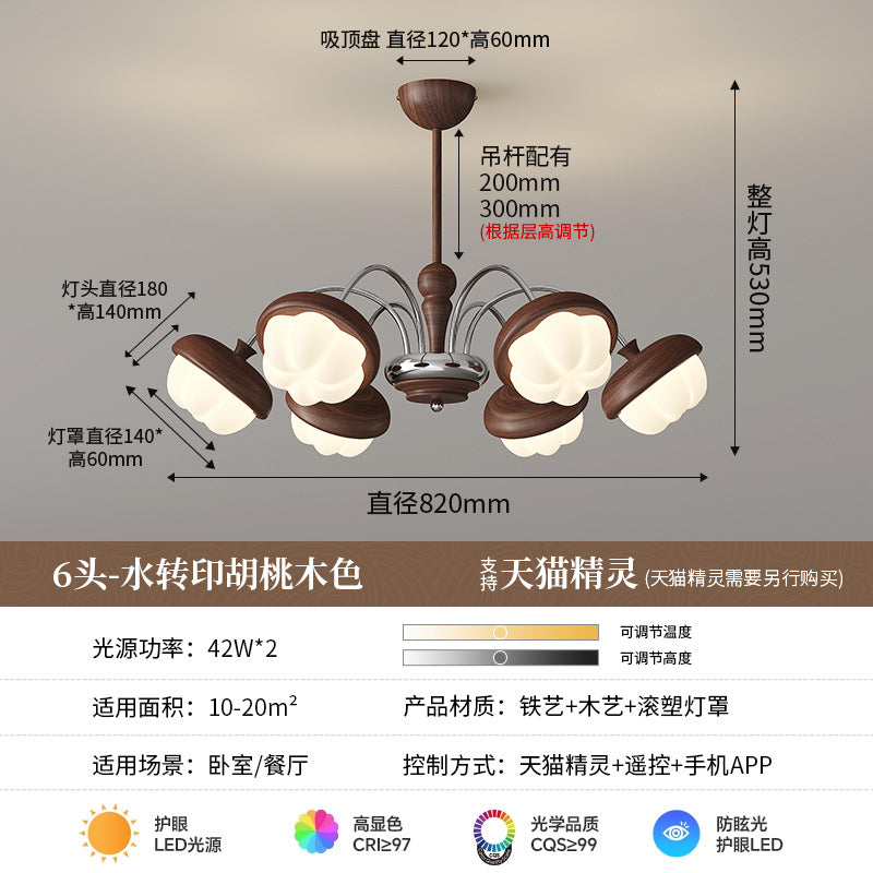 Medieval style walnut pattern retro flower living room chandelier French cream high-end bedroom dining room lighting new