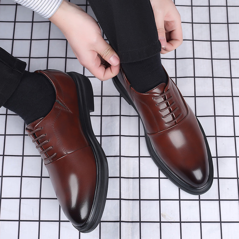 New men's brogue leather shoes - business casual, british style, formal dress shoes, korean style, breathable wedding shoes for men