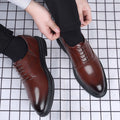 New men's brogue leather shoes - business casual, british style, formal dress shoes, korean style, breathable wedding shoes for men