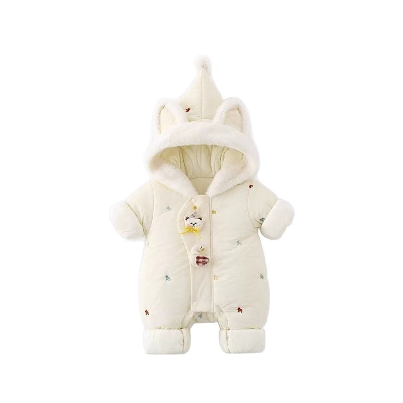 Men's and women's khaki outwearwinterheattech rompers, outdoor clothing, baby fleece-lined winter clothing, one-piece thickened baby clothes
