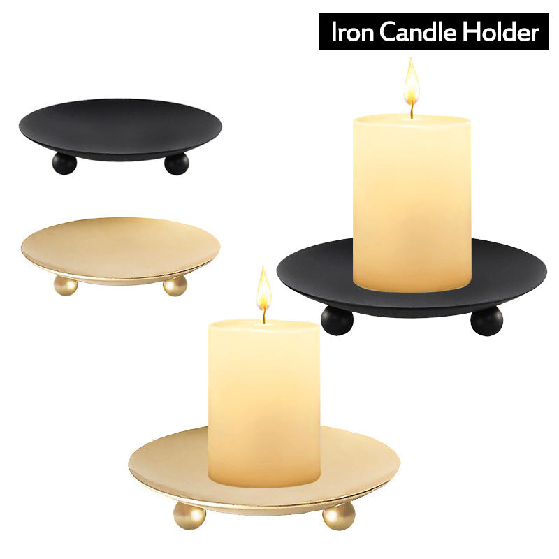 European retro minimalist wavy iron candle holder with electronic candles for a romantic ambiance in living room or dining table