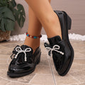 export plus size chunky heel loafers for women,  spring/autumn new collection, british style bowknot slip-on leather shoes
