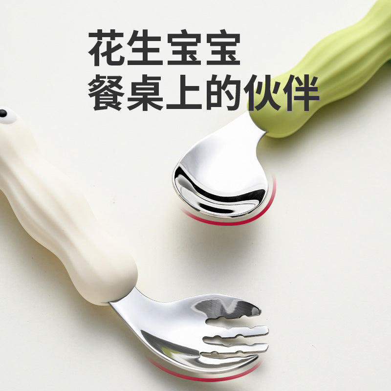 Kids' 316 stainless steel portable cutlery set - cartoon spoon, fork, training chopsticks, dinosaur baby fork and spoon set