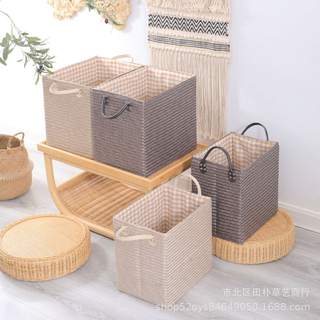 Folding, woven snacks, toy storage box, large sundries, book sorting box set, car-mounted uncovered trunk.