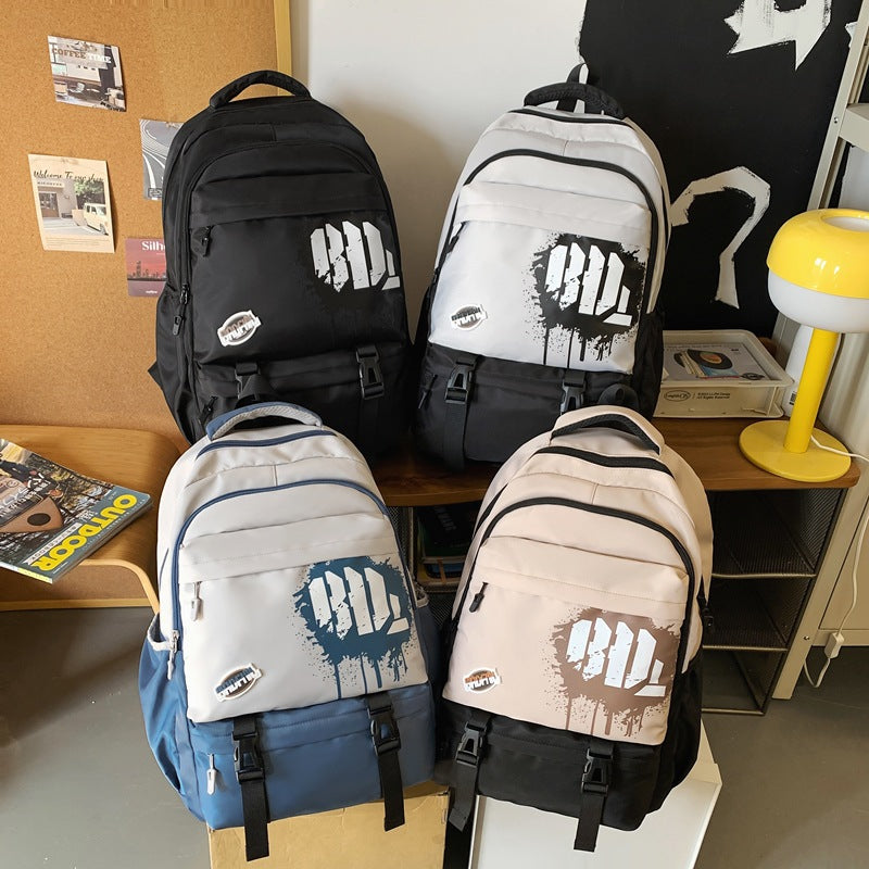 School bag girls trend junior high school high school students large capacity backpack tooling style college students computer travel backpack men