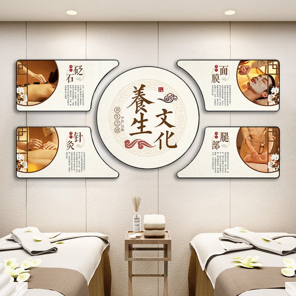 Traditional Chinese Medicine Health Center Wall Decoration Painting High Club Moxibustion Massage Cupping Acupuncture Massage Mural Spa Hanging Painting