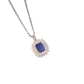 hot-selling fashion light luxury square necklace, earrings, and ring set, featuring sapphire accents. a sophisticated and versatile accessory, perfect for pairing with sweaters and other outfits