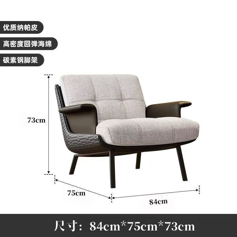 Designer light luxury italian minimalist mid-century wabi-sabi style high-end single sofa
