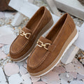 export plus size women's single shoes  autumn new metal chain wedge heel platform casual loafers wholesale