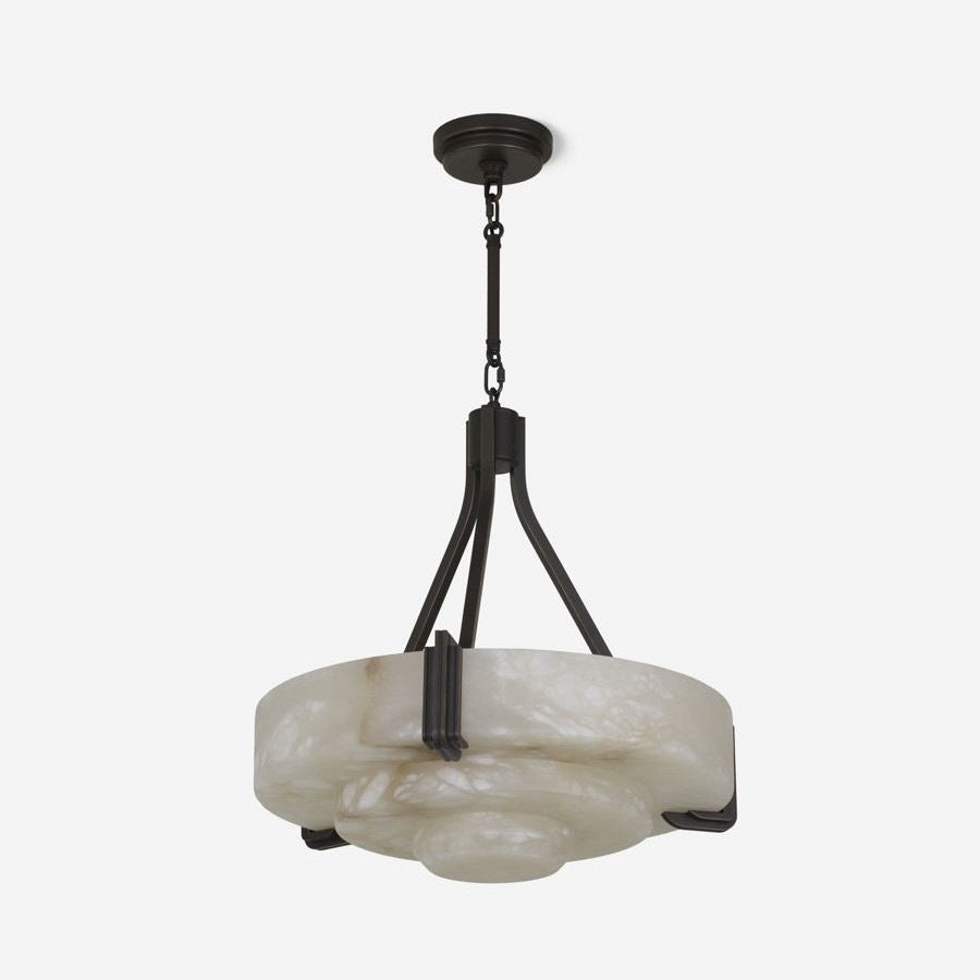Reproduction vintage alabaster lang three-light chandelier - claw-shaped marble ceiling lamp for villas and living rooms