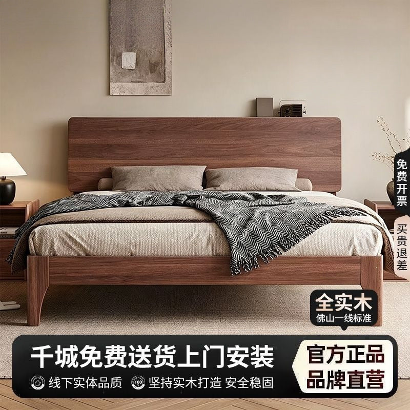 Oak solid wood bed 1.8m casualfor home bedroom 1.2m rental double bed master bedroom king bed
