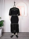 spring/summer new arrival:  cross-border chiffon patchwork dress - plus size african women's long dress