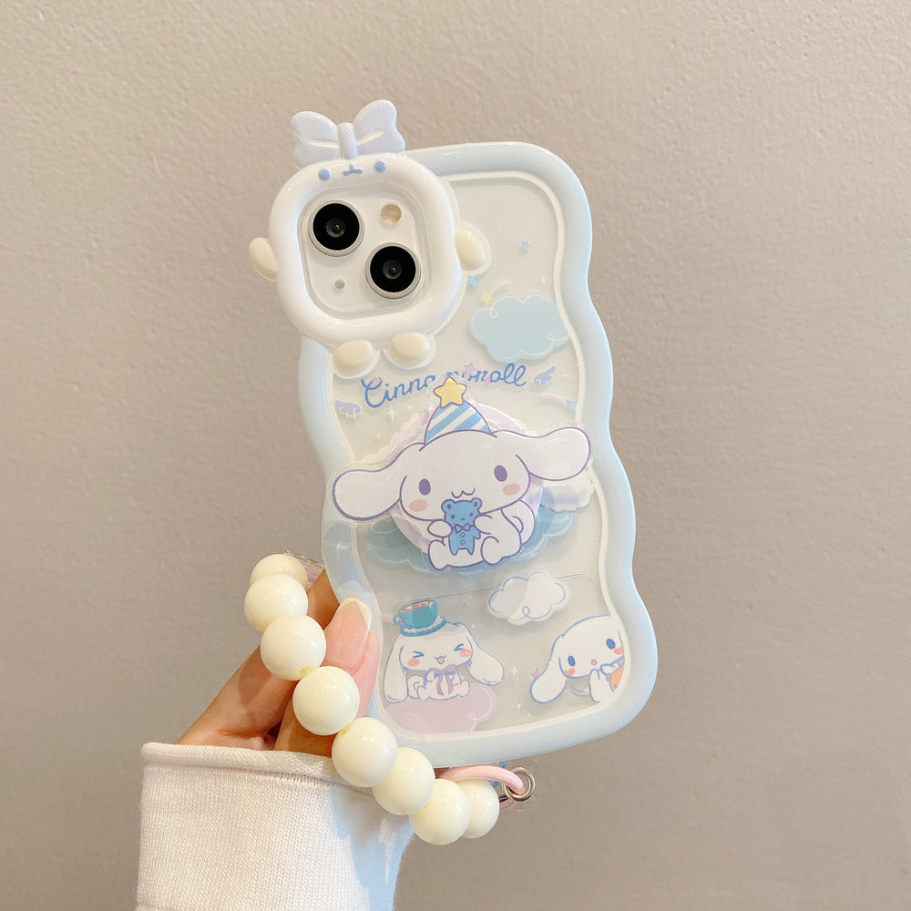 Wavy little monster case for apple iphone 16, iphone 12 pro cinnamoroll cartoon tpu glossy protective cover
