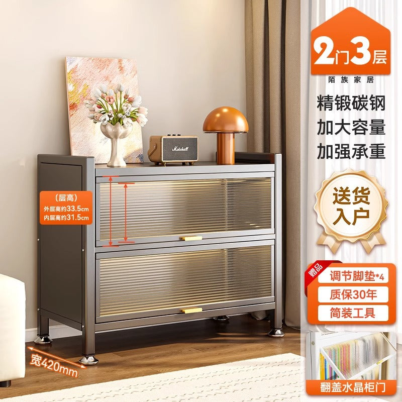 Steel dust-proof bookcase for home door multi-layer entrance cabinet large-capacity storage cabinet entrance flip-up door multi-layer storage